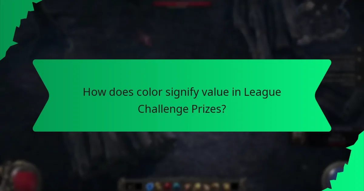 How does color signify value in League Challenge Prizes?
