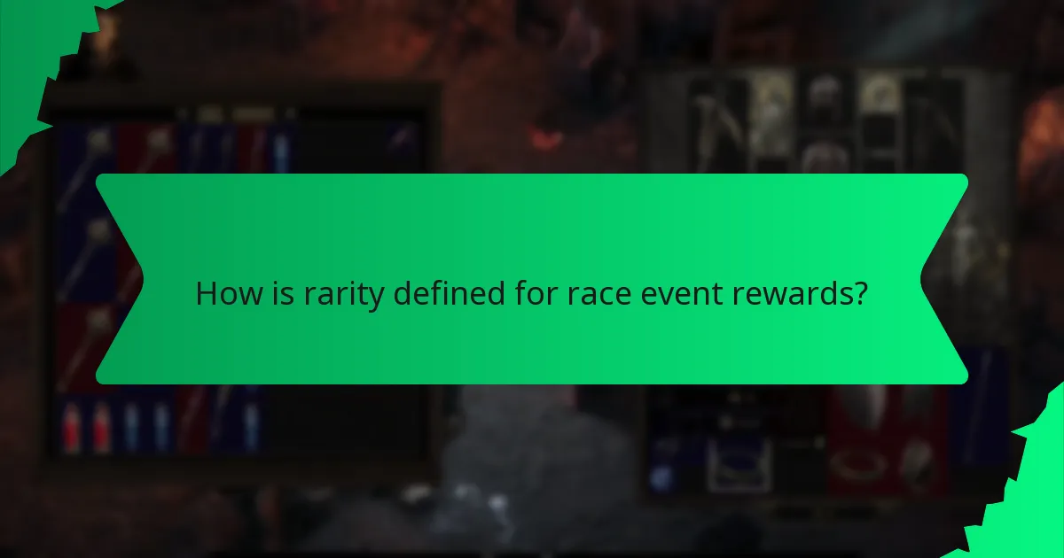 How is rarity defined for race event rewards?