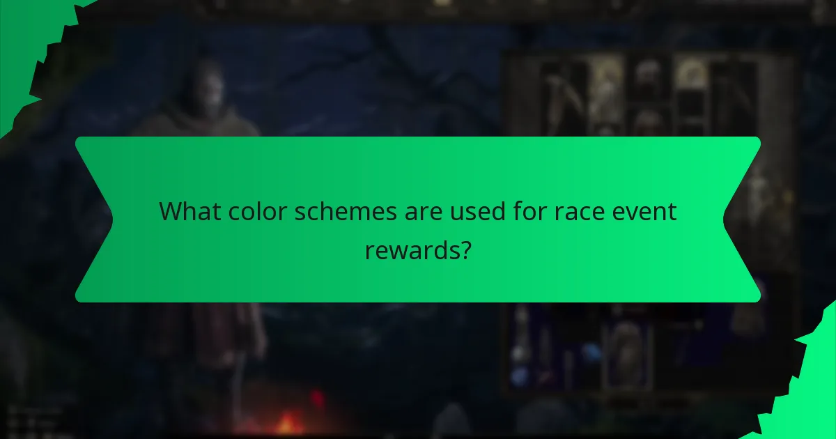 What color schemes are used for race event rewards?