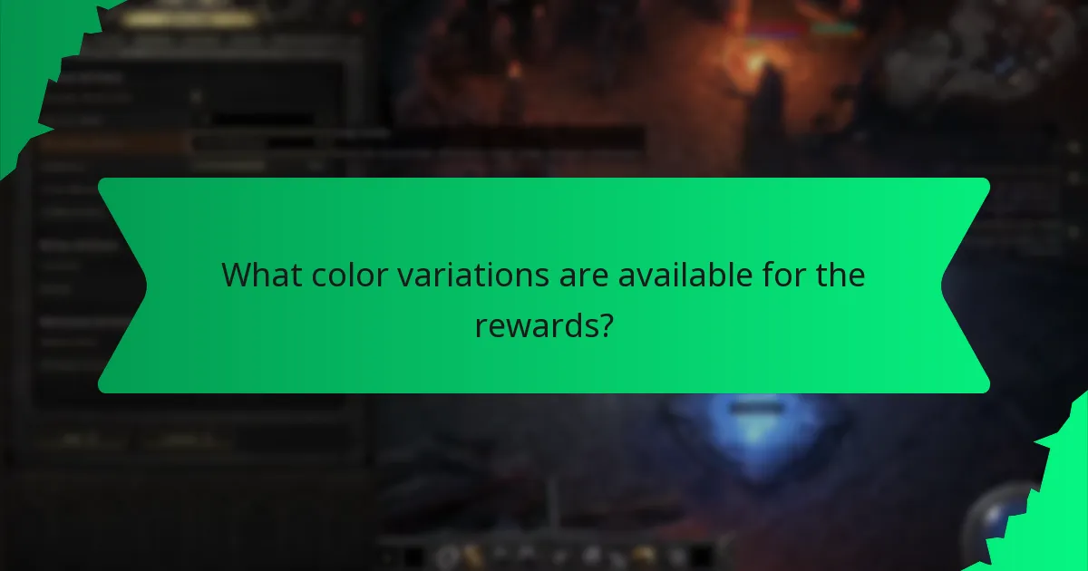What color variations are available for the rewards?