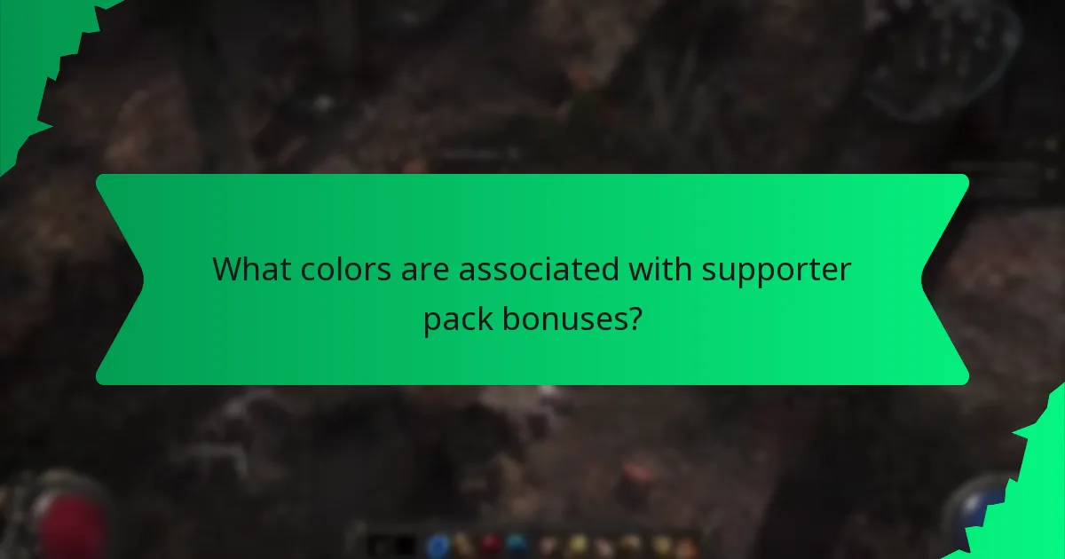 What colors are associated with supporter pack bonuses?