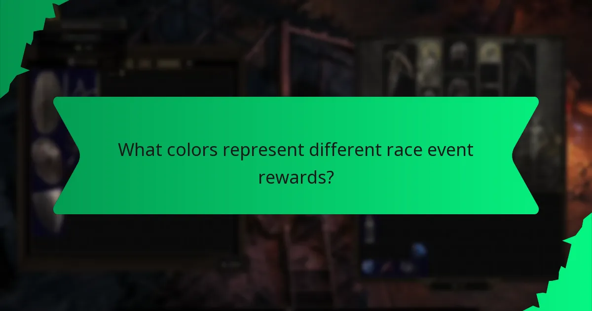What colors represent different race event rewards?