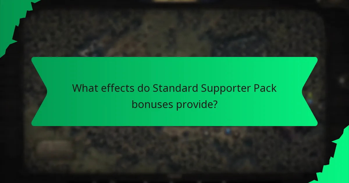What effects do Standard Supporter Pack bonuses provide?